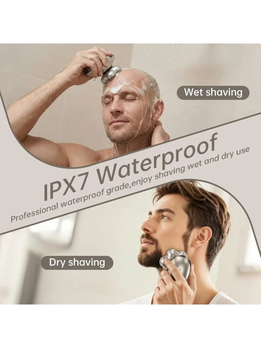 7D Waterproof Electric Head Shaver for Men - 5-in-1 Grooming Kit, Bald Care